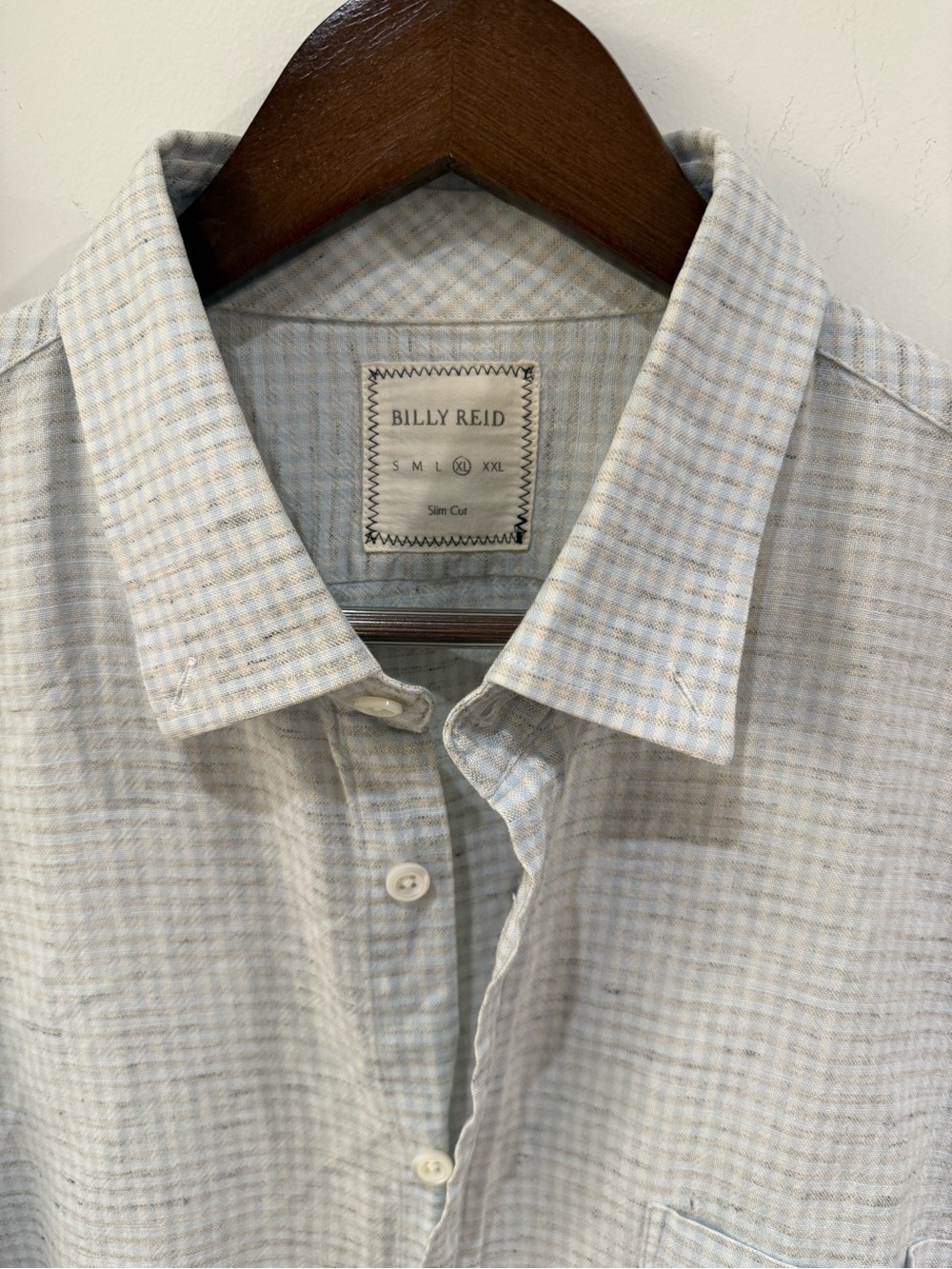 Billy Reid Pale Blue Micro-Check Button-Down Shirt